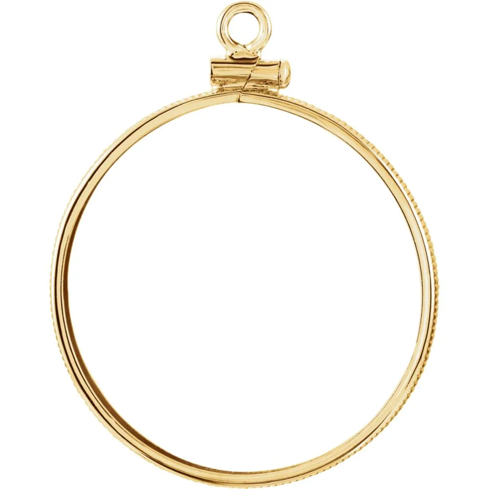 14k Yellow Gold 27x2.2mm Screw Top Coin Frame Mounting