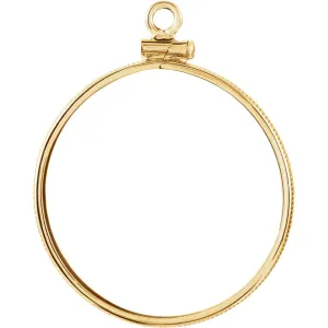 14k Yellow Gold 27x2.2mm Screw Top Coin Frame Mounting