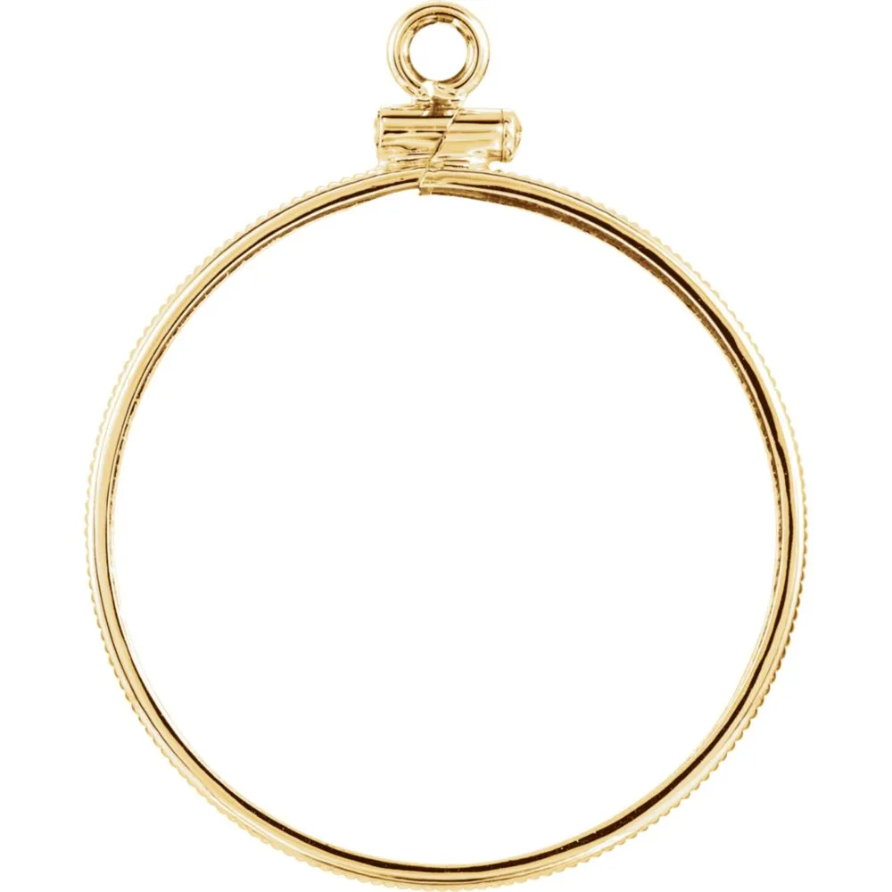 14k Yellow Gold 27x2mm Screw-Top Coin Frame Mounting
