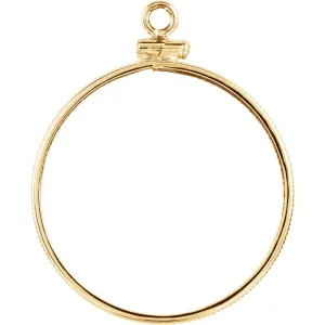 14k Yellow Gold 27x2mm Screw-Top Coin Frame Mounting
