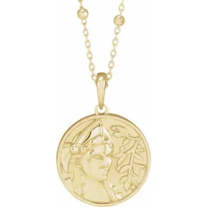 14K Yellow Gold Athena Coin 18" Necklace