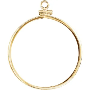 14k Yellow Gold Canadian Maple Leaf Coin Edge Screw-Top Coin Frame Mounting