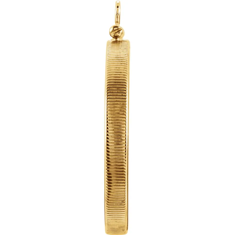 14k Yellow Gold Canadian Maple Leaf Coin Edge Screw-Top Coin Frame Mounting