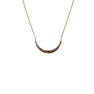14k Yellow Gold Cognac Diamond Moon Necklace