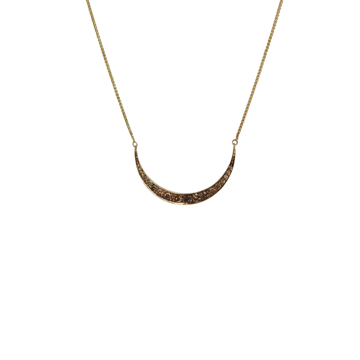 14k Yellow Gold Cognac Diamond Moon Necklace