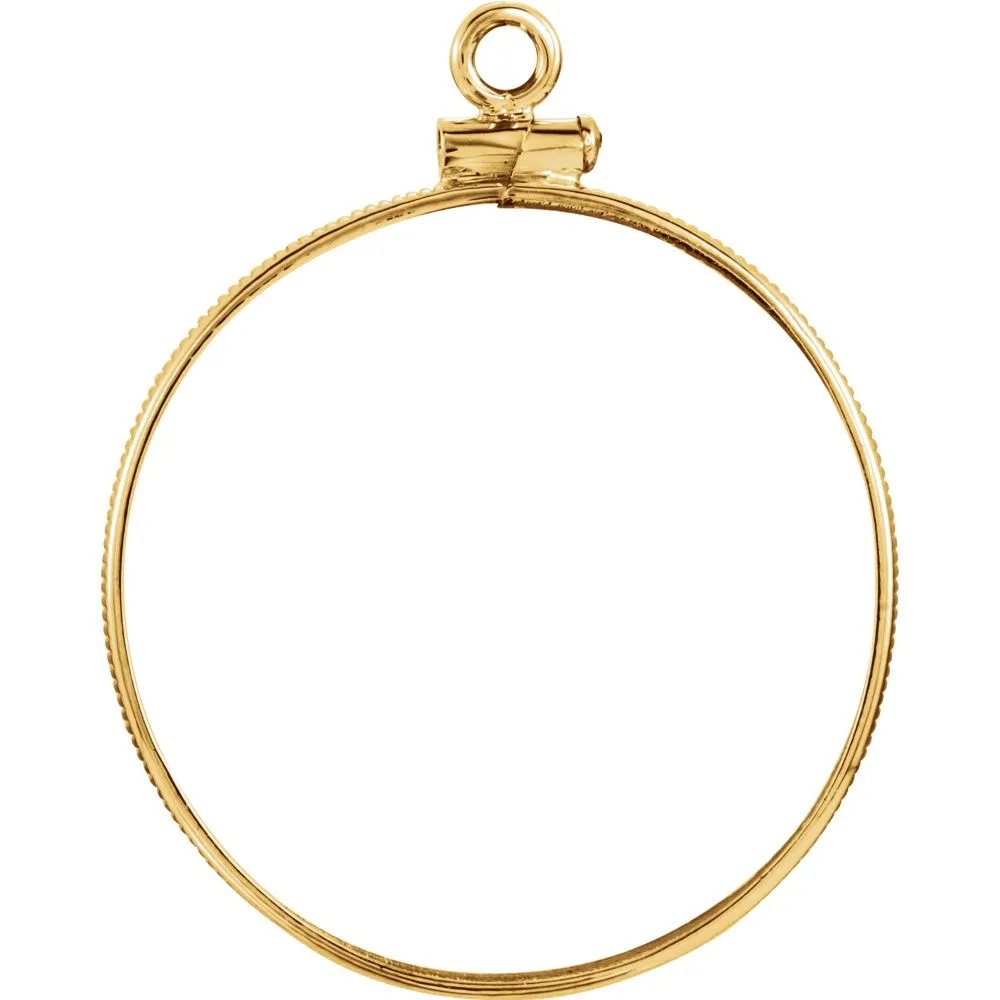 14k Yellow Gold Coin Edge Screw-Top Coin Frame Mounting