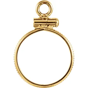 14k Yellow Gold Coin Edge Screw-Top Coin Frame Mounting