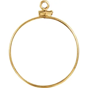14k Yellow Gold Coin Edge Screw-Top Coin Frame Mounting