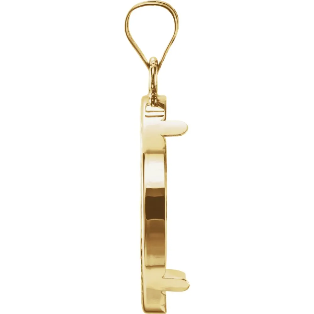 14k Yellow Gold Diamond-cut Tab Back Frame Pendant for U.S. $5.00 Coin