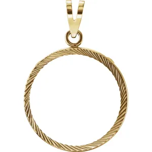14k Yellow Gold Diamond-cut Tab Back Frame Pendant for U.S. $5.00 Coin