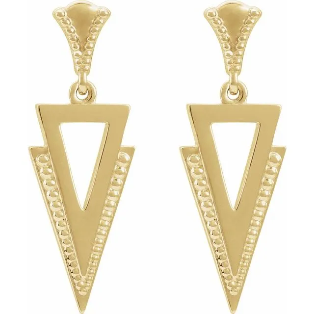 14K Yellow Gold Geometric Dangle Earrings