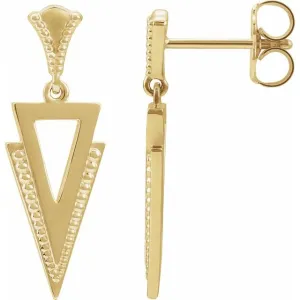 14K Yellow Gold Geometric Dangle Earrings
