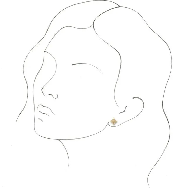 14K Yellow Gold Geometric Earrings with Backs