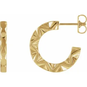 14K Yellow Gold Geometric Hoop Earrings