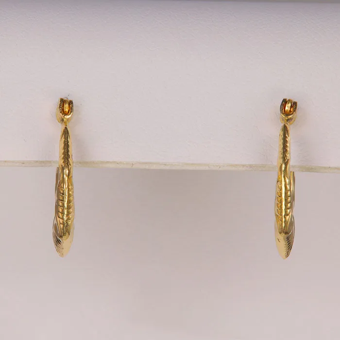 14K Yellow Gold Geometric Puffy Hoop Earrings