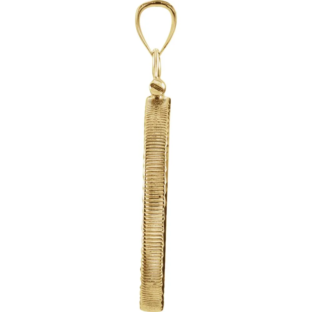 14k Yellow Gold Screw Top Diamond Cut Pendant Frame for 1/2 Ounce South African Rand Coin
