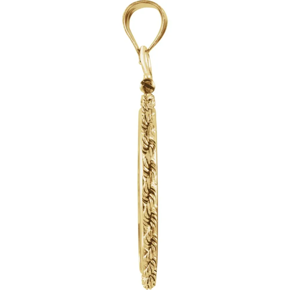 14k Yellow Gold Screw Top Rope Frame Pendant for U.S. $5.00 Coin