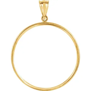 14k Yellow Gold Tab Back Frame Pendant for 1 Ounce American Eagle or 1 Ounce South African Rand (Krugerrand) Coin