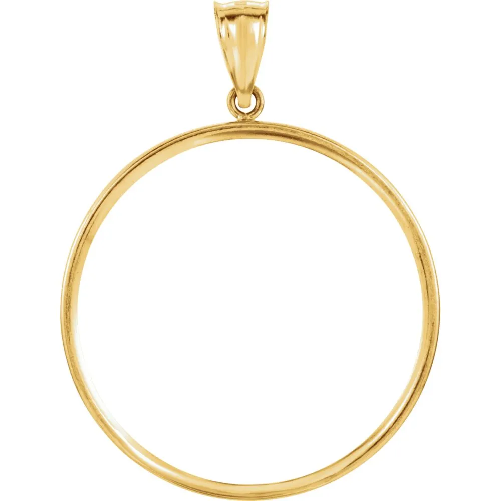 14k Yellow Gold Tab Back Frame Pendant for 1 Ounce American Eagle or 1 Ounce South African Rand (Krugerrand) Coin