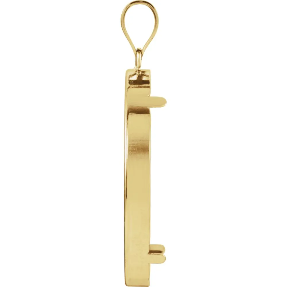 14k Yellow Gold Tab Back Frame Pendant for 1 Ounce American Eagle or 1 Ounce South African Rand (Krugerrand) Coin