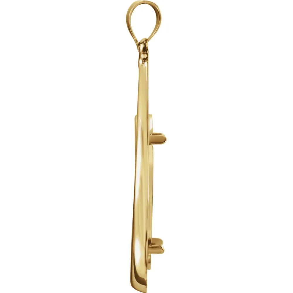 14k Yellow Gold Tab Back Frame Pendant for 1/2 Ounce American Eagle or 1/2 Ounce South African Rand Coin