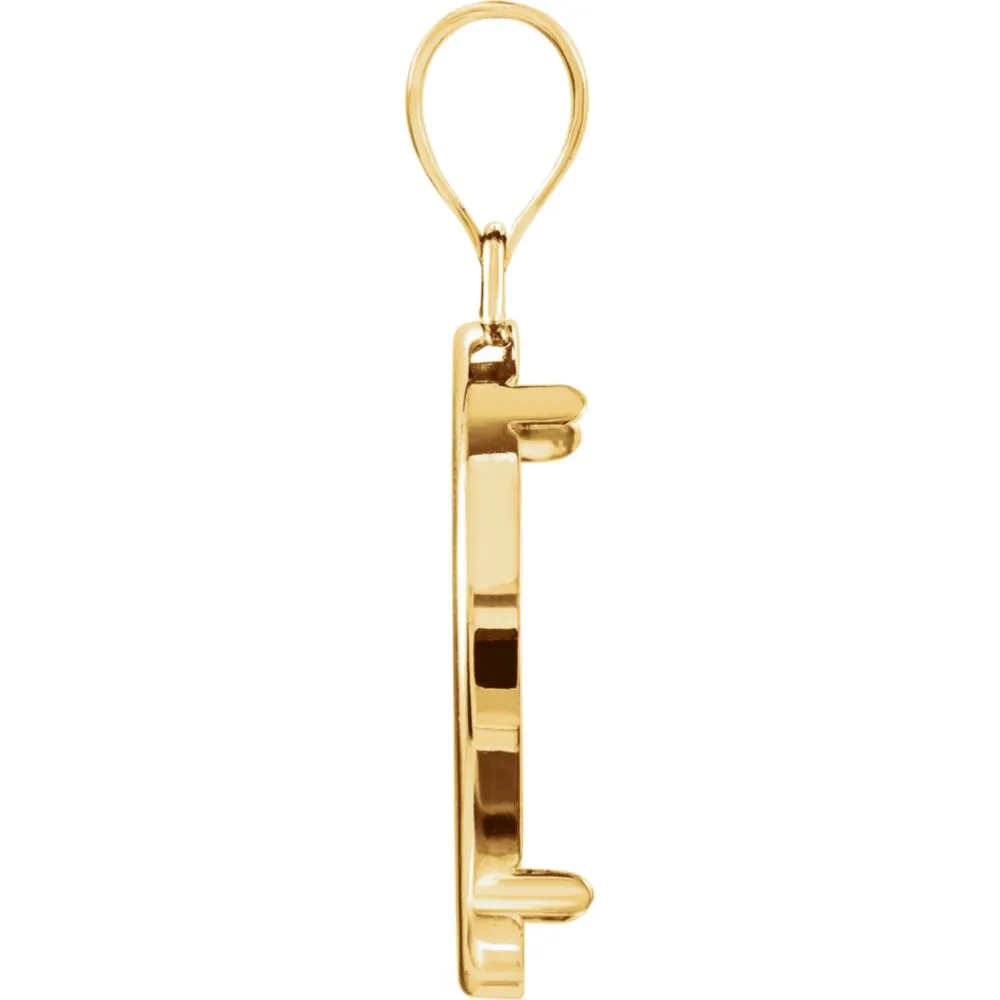 14k Yellow Gold Tab Back Frame Pendant for 1/4 Ounce American Eagle, 1/4 Ounce South African Rand, or 1/4 Ounce Chinese Panda Coin