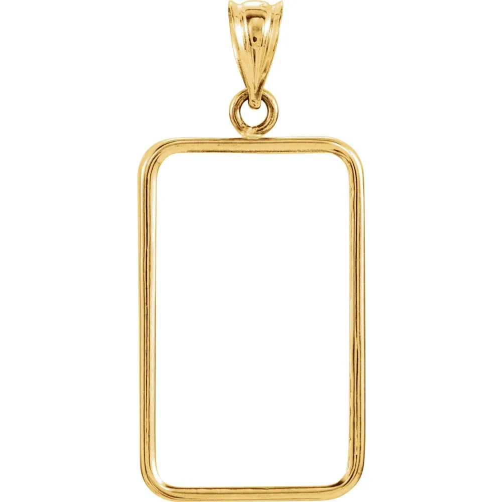 14k Yellow Gold Tab Back Frame Pendant for 5-Gram Credit Suisse Coin