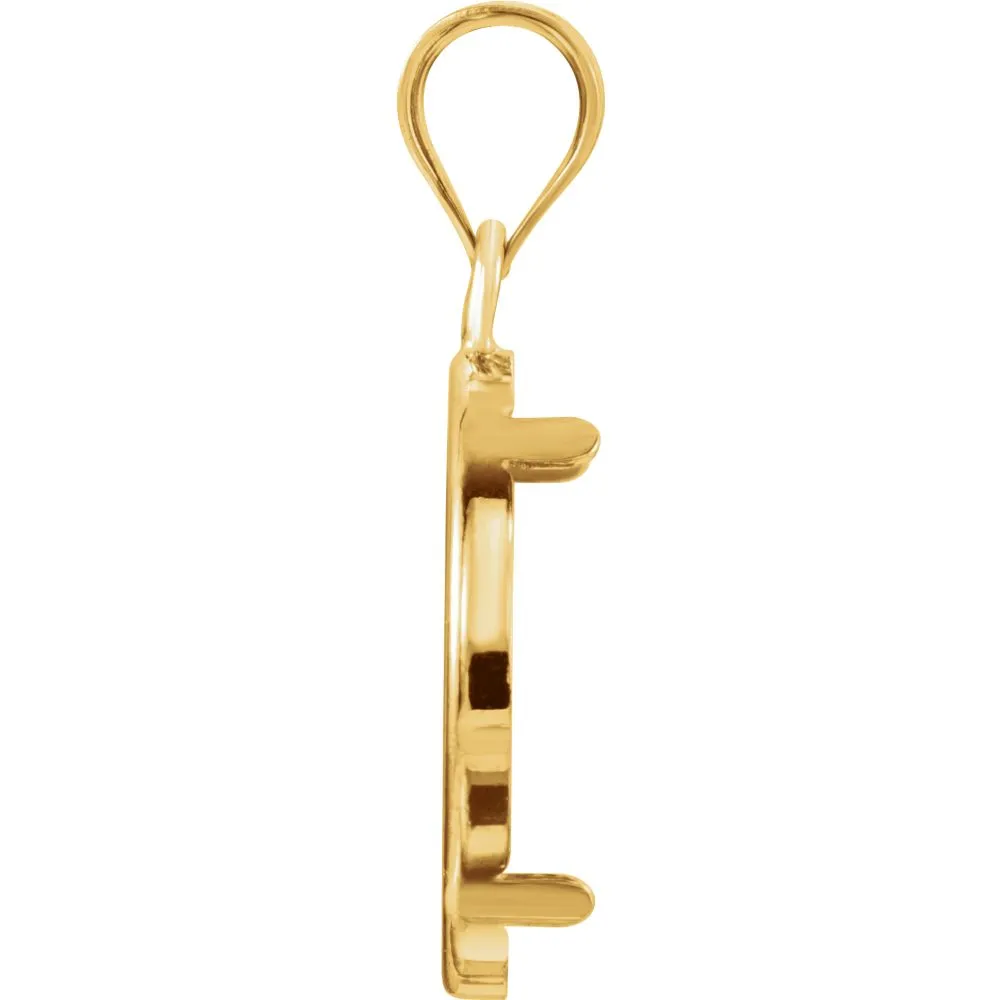 14k Yellow Gold Tab Back Frame Pendant for Canadian 1/10 Ounce Maple Leaf Coin