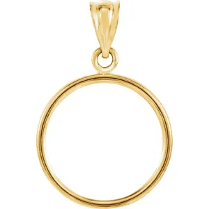 14k Yellow Gold Tab Back Frame Pendant for Canadian 1/10 Ounce Maple Leaf Coin