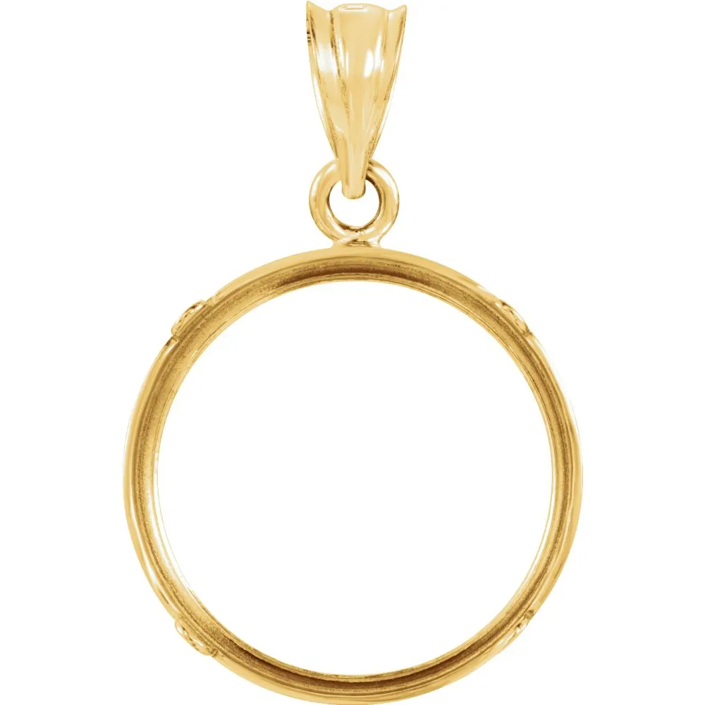14k Yellow Gold Tab Back Frame Pendant for Canadian 1/10 Ounce Maple Leaf Coin