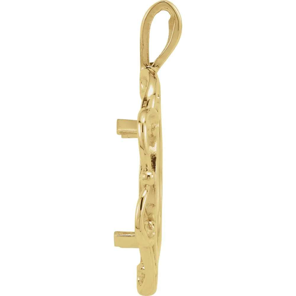14k Yellow Gold Tab Back Scroll Frame Pendant for U.S. $1.00 Type 1 or 2 Peso Coin