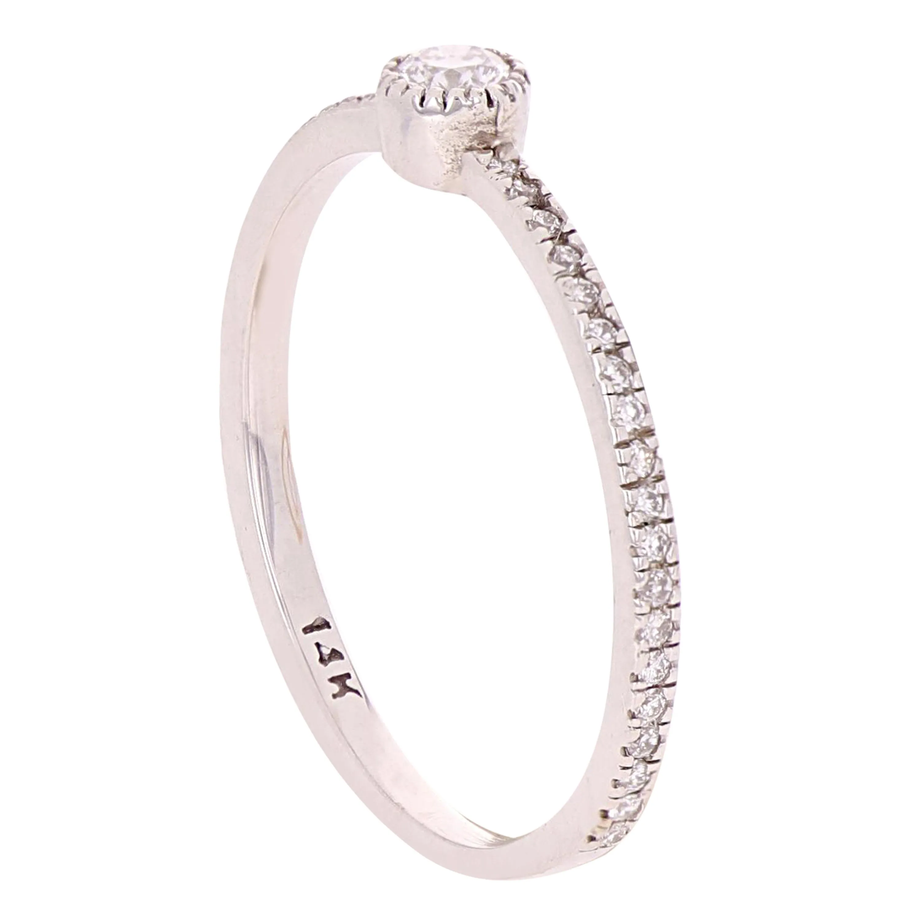 14k Yellow White or Rose Gold Diamond Stackable Promise Ring Size 6