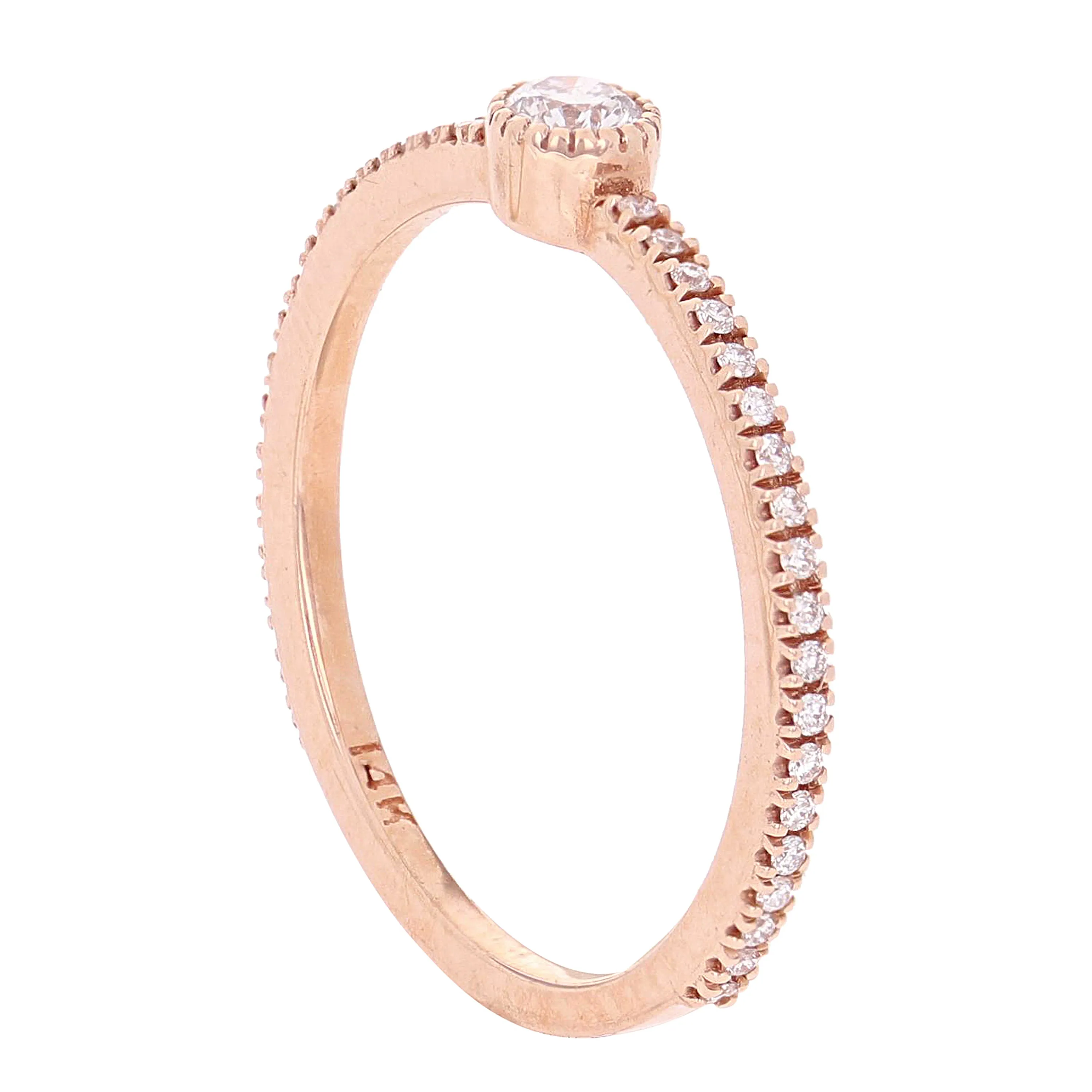 14k Yellow White or Rose Gold Diamond Stackable Promise Ring Size 6