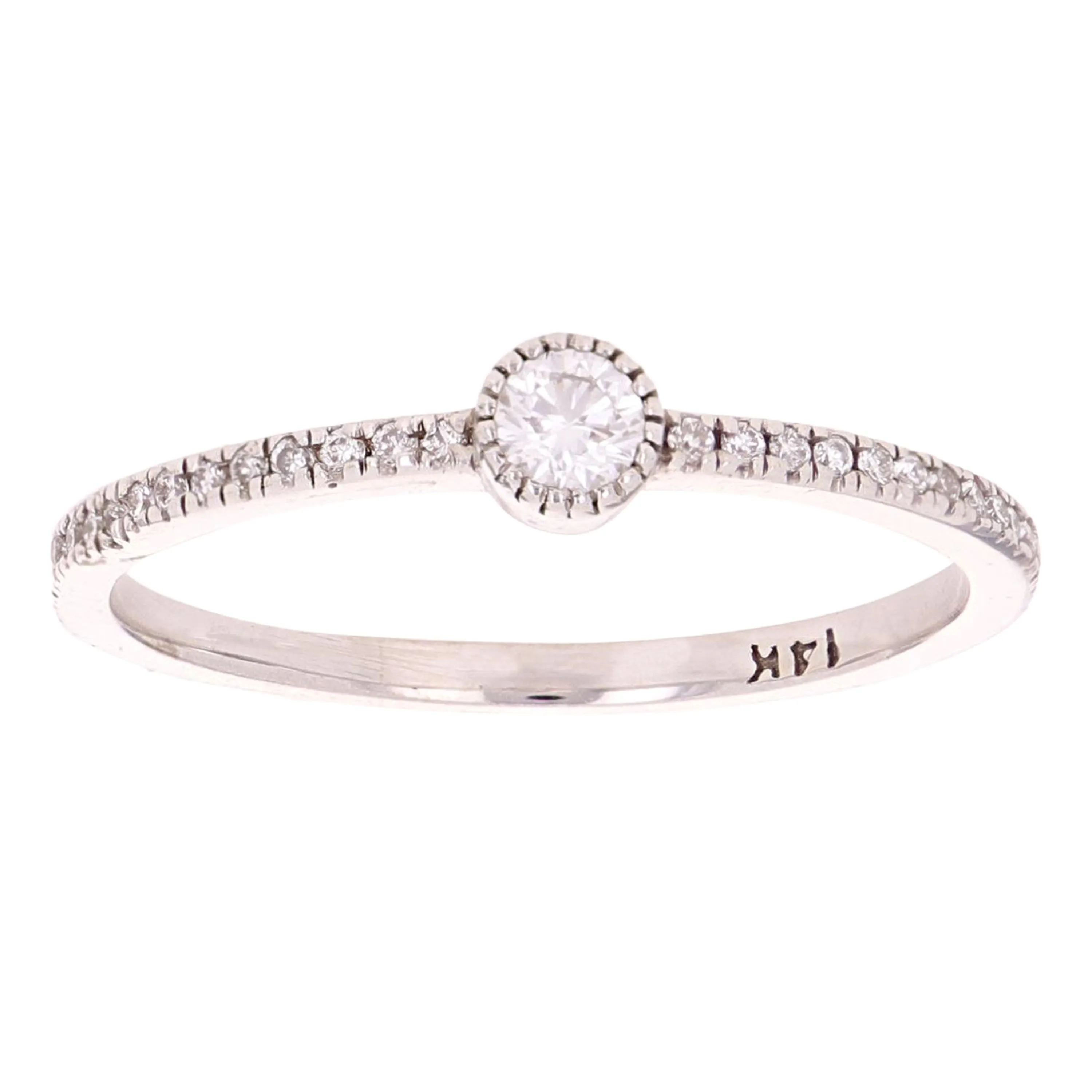 14k Yellow White or Rose Gold Diamond Stackable Promise Ring Size 6