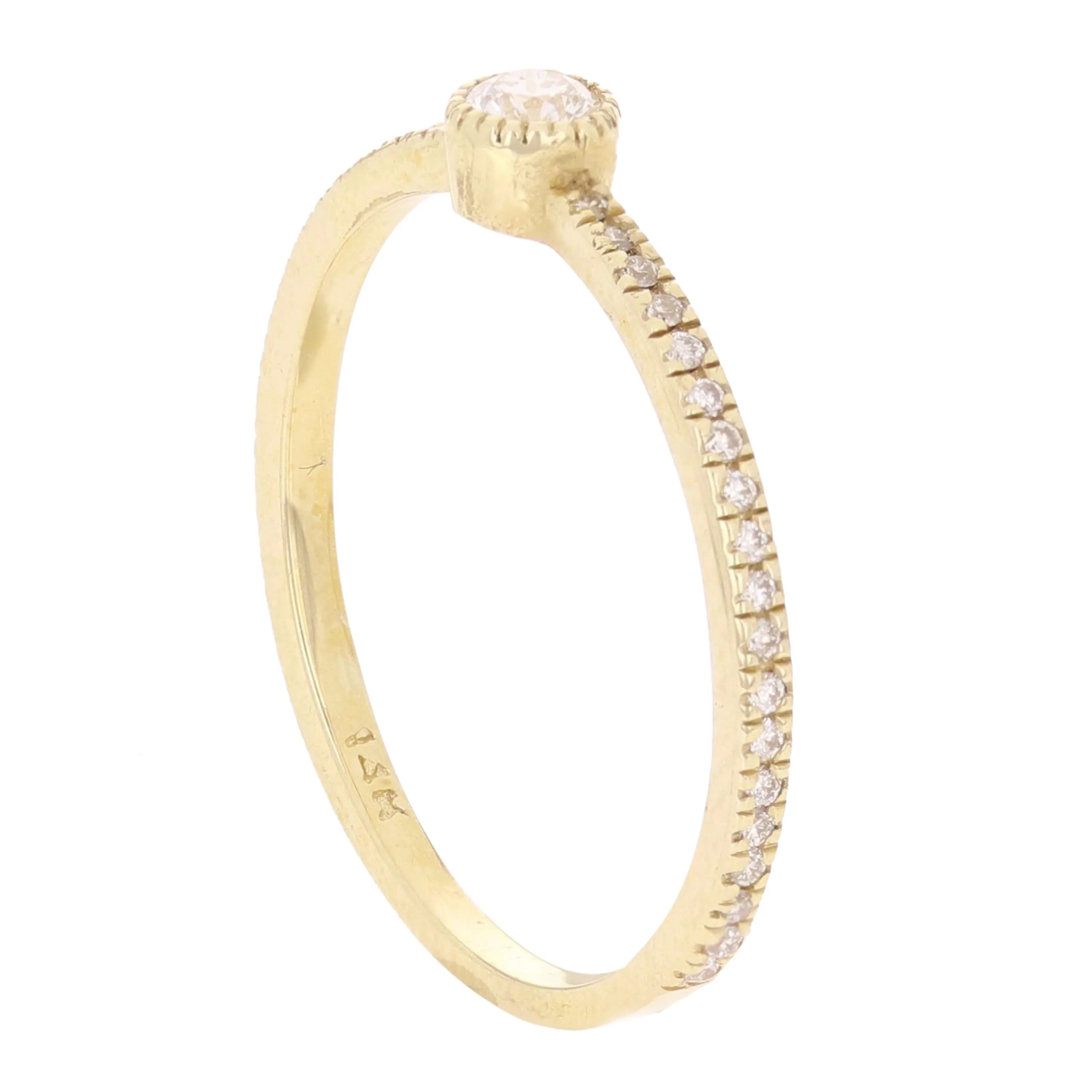 14k Yellow White or Rose Gold Diamond Stackable Promise Ring Size 6