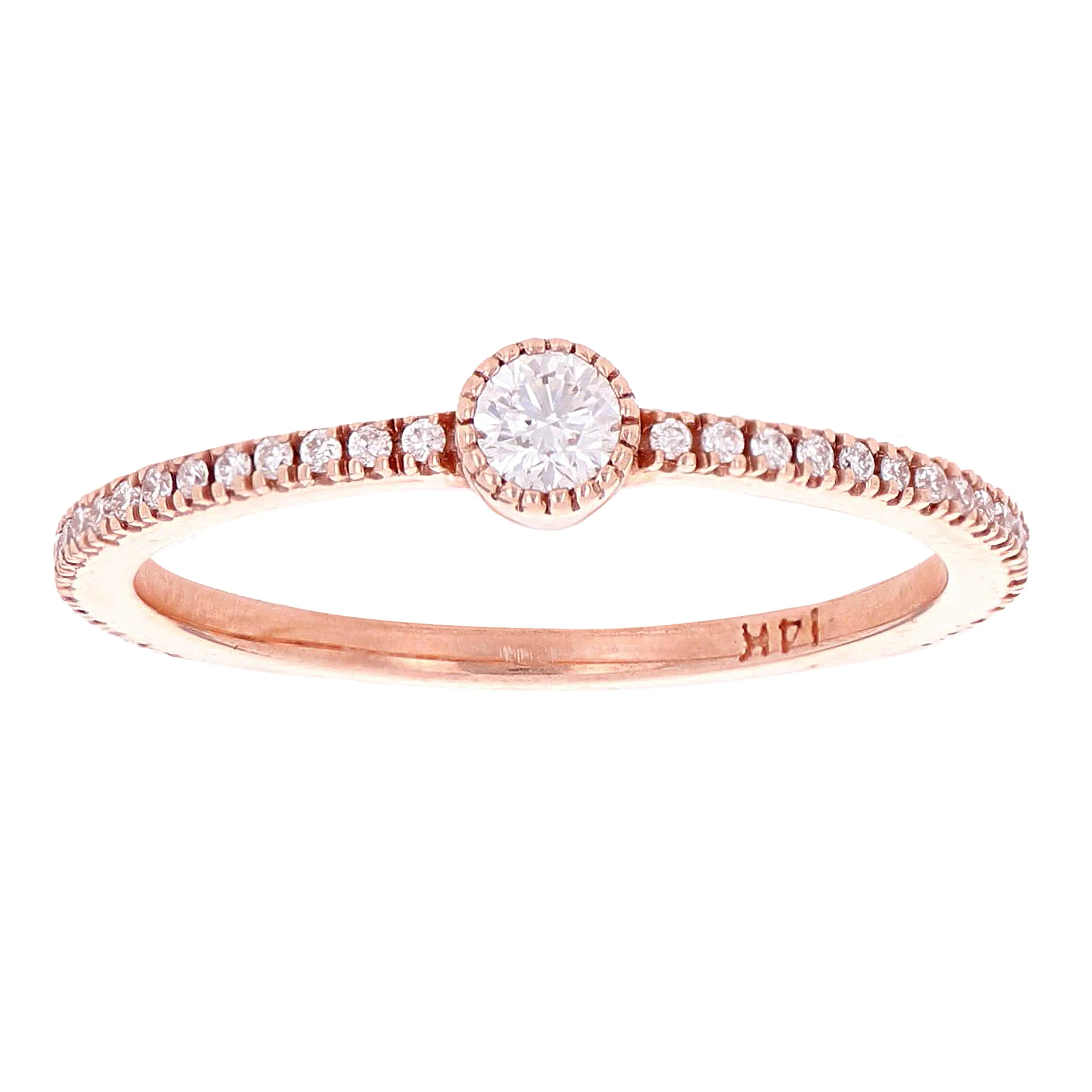 14k Yellow White or Rose Gold Diamond Stackable Promise Ring Size 6