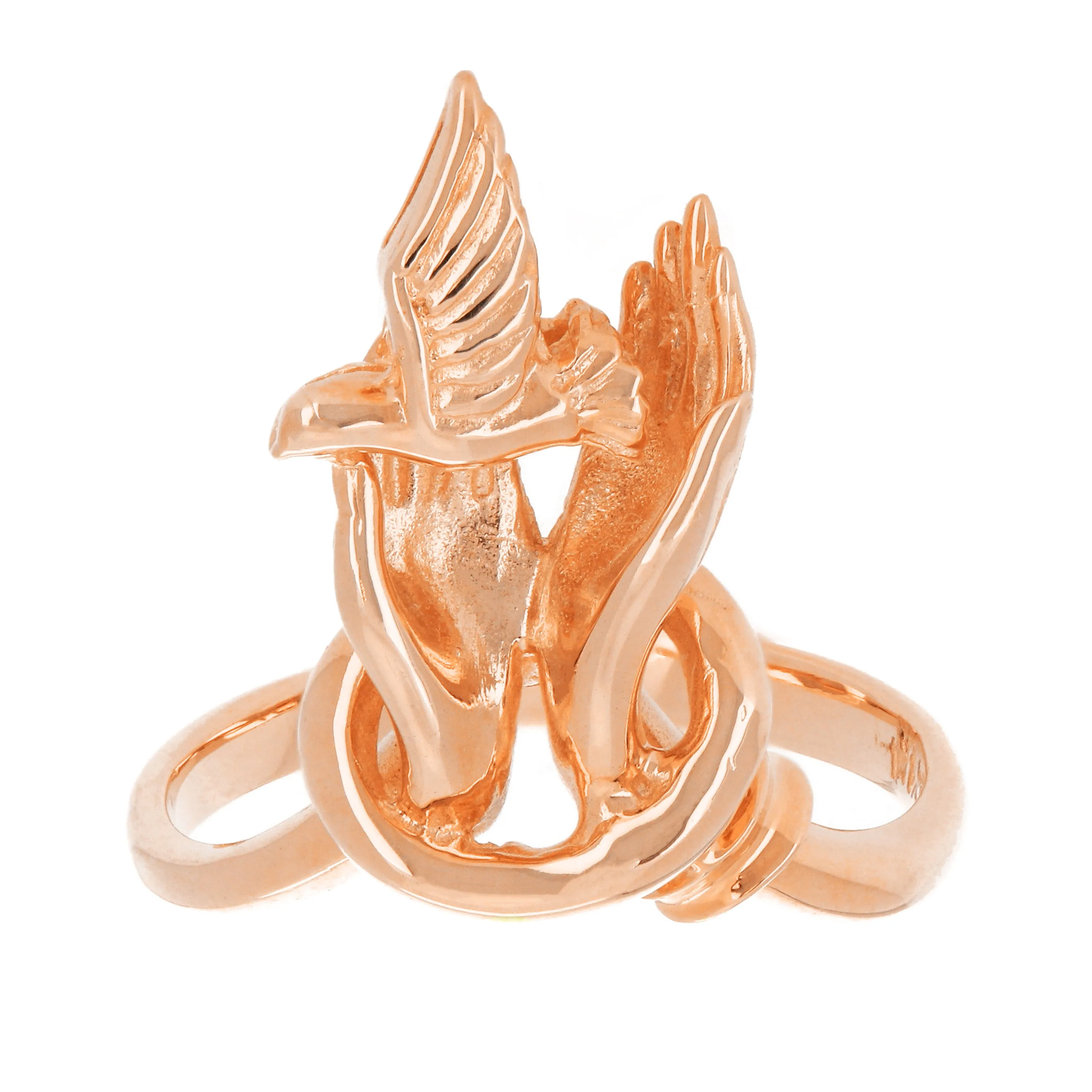 14k Yellow White or Rose Gold Hands Holding a Dove Ring Sizes 5-10