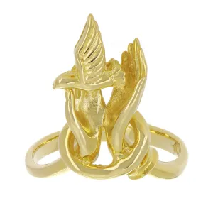 14k Yellow White or Rose Gold Hands Holding a Dove Ring Sizes 5-10