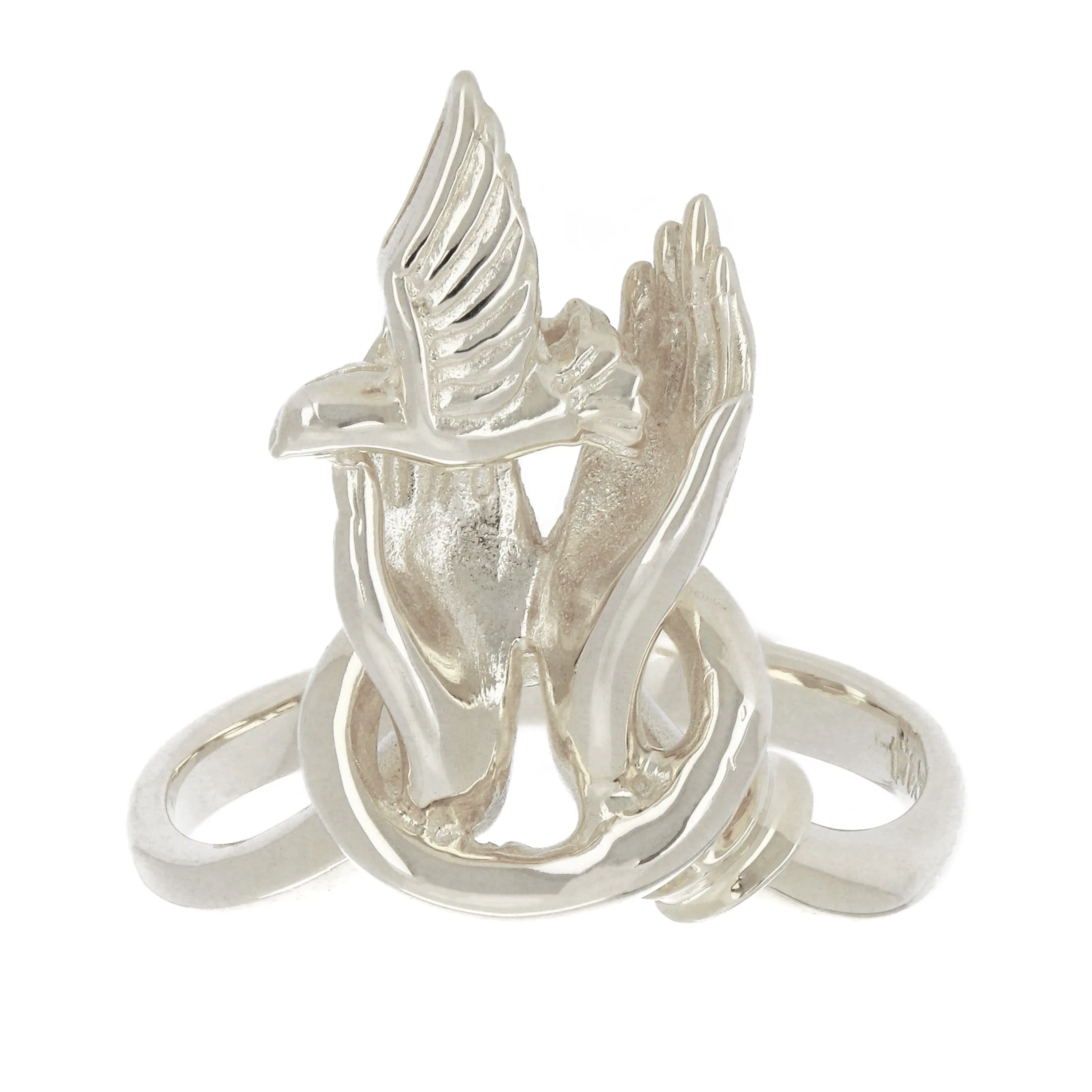 14k Yellow White or Rose Gold Hands Holding a Dove Ring Sizes 5-10