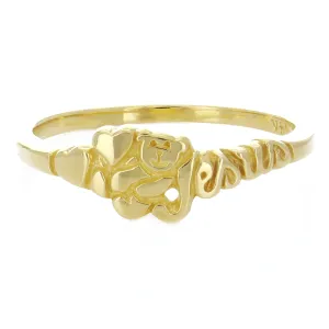 14k Yellow White or Rose Gold Hearts Jesus Teddy Bear Ring Sizes 5-10