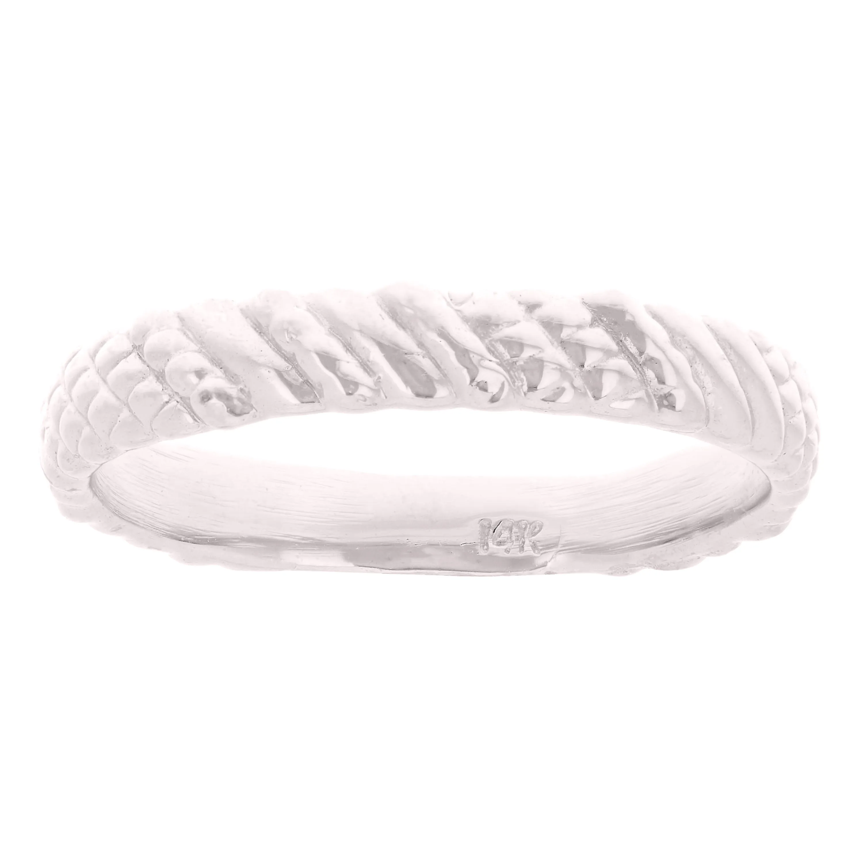 14k Yellow White or Rose Gold Twist Pattern Ring