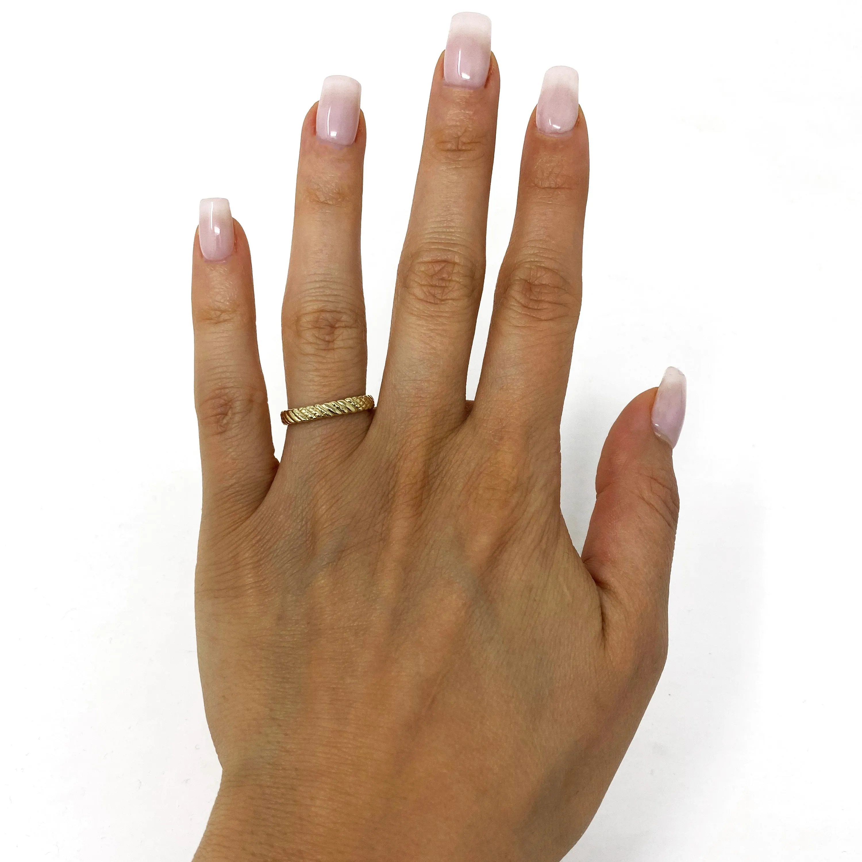 14k Yellow White or Rose Gold Twist Pattern Ring