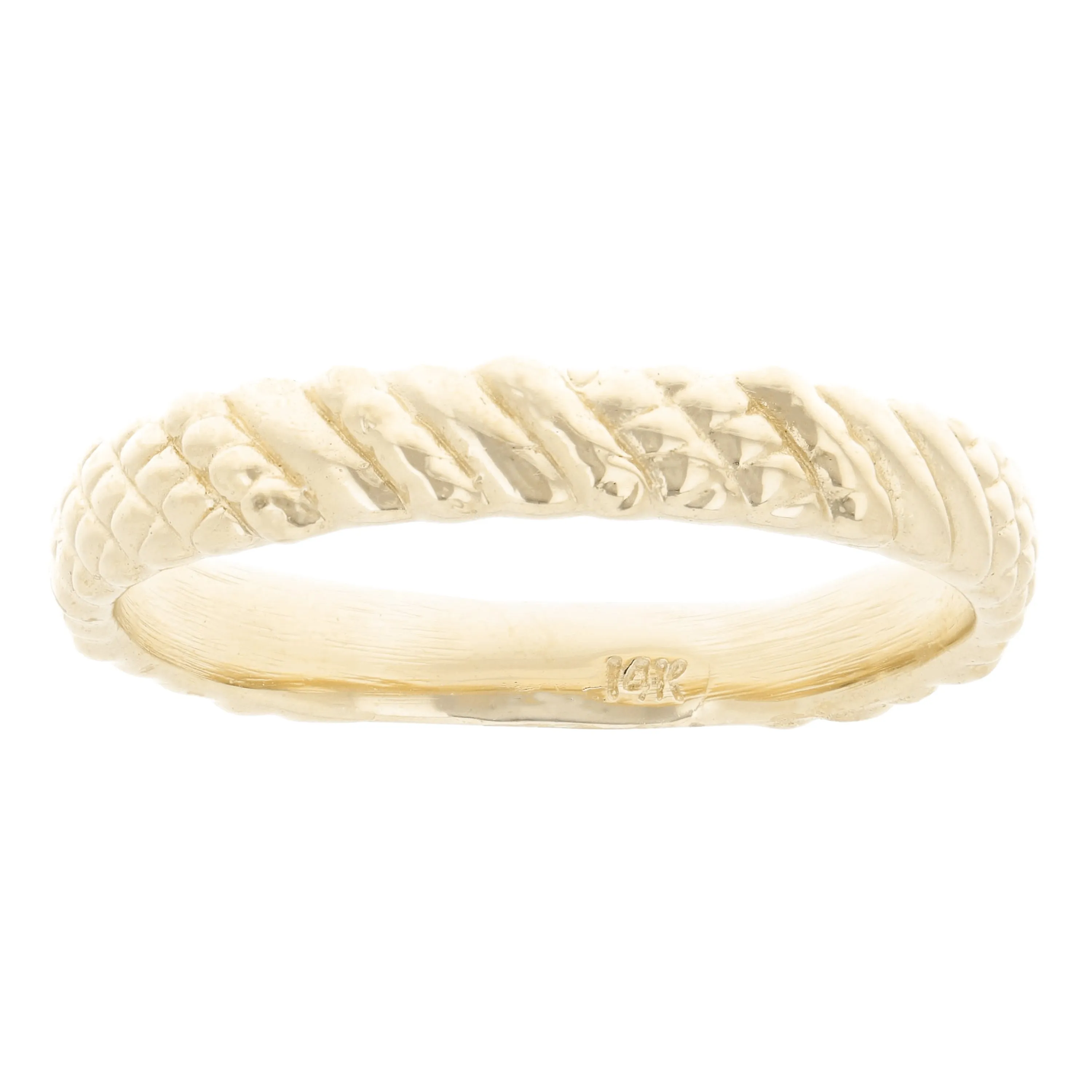 14k Yellow White or Rose Gold Twist Pattern Ring