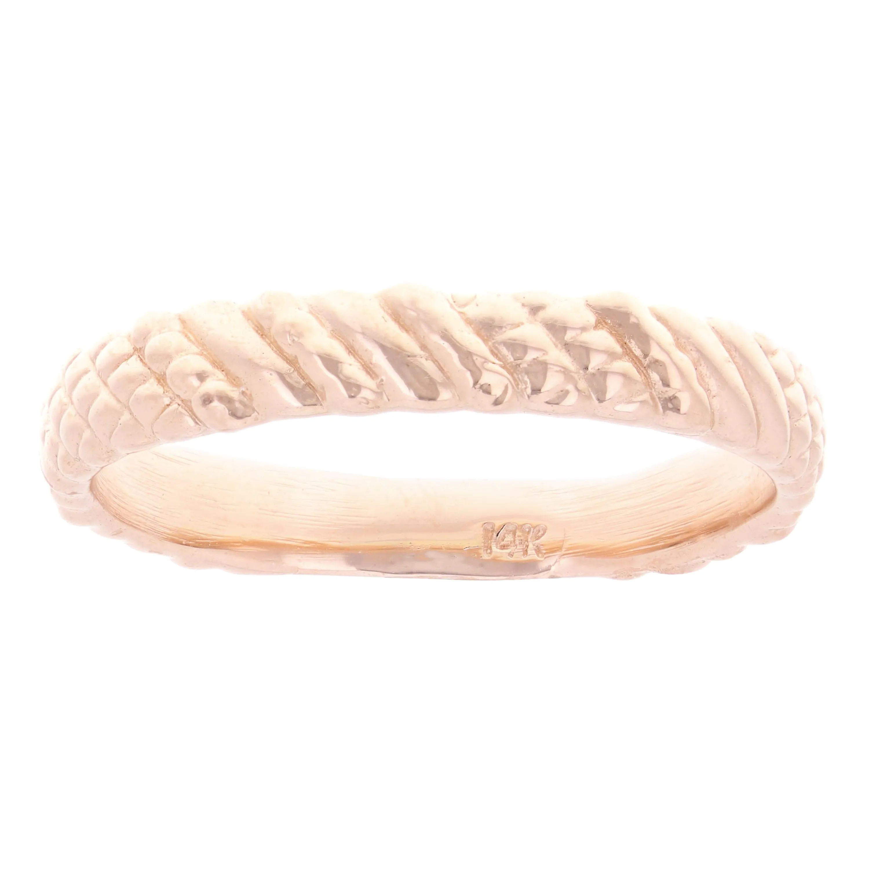 14k Yellow White or Rose Gold Twist Pattern Ring