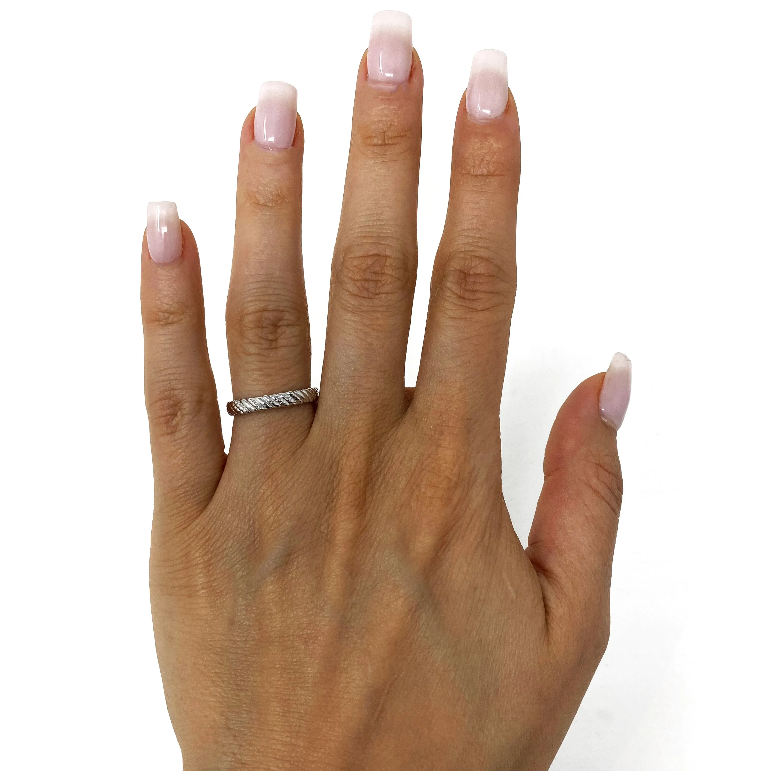 14k Yellow White or Rose Gold Twist Pattern Ring