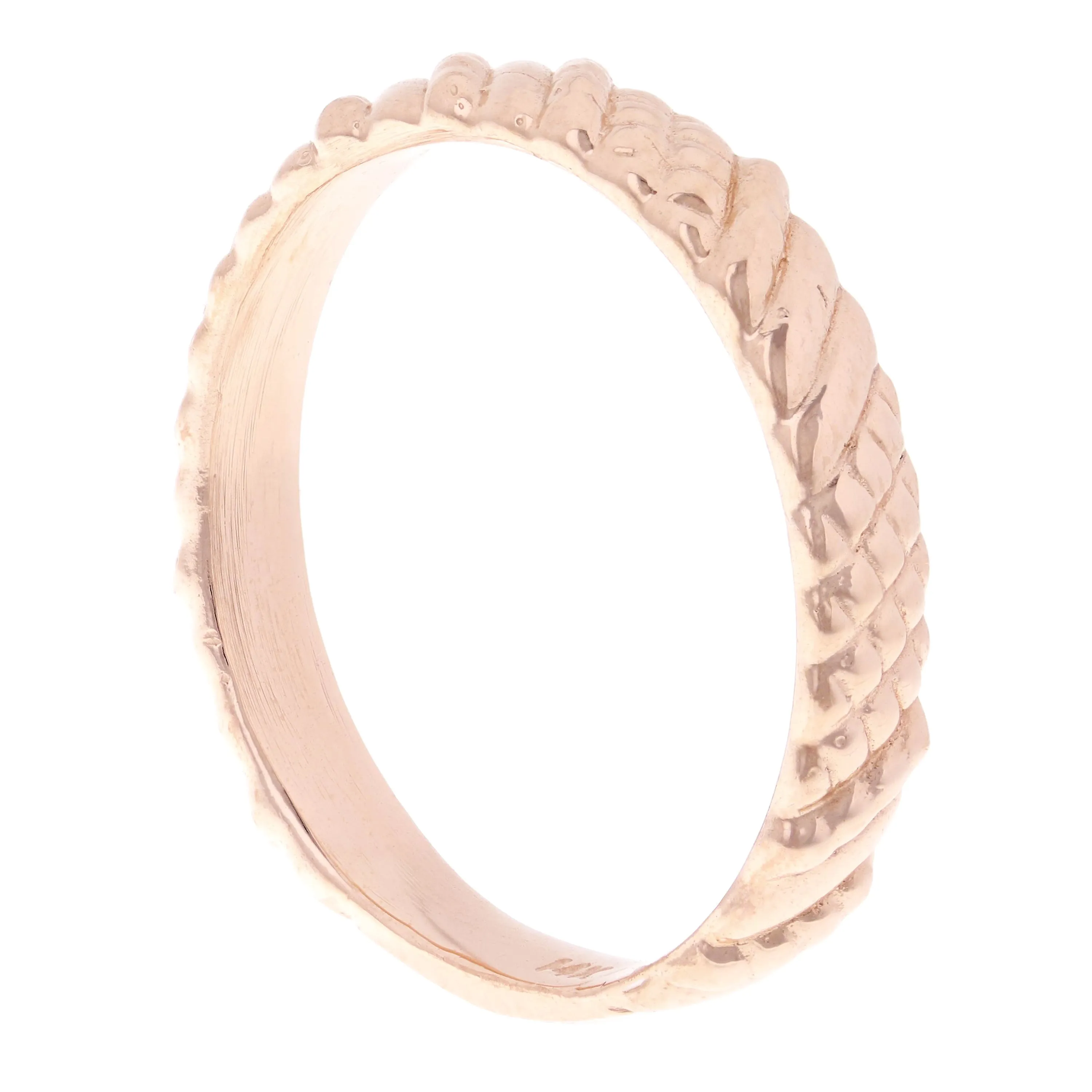 14k Yellow White or Rose Gold Twist Pattern Ring