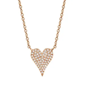 14kt Gold Pave Diamond Heart Necklace, 0.11TCW