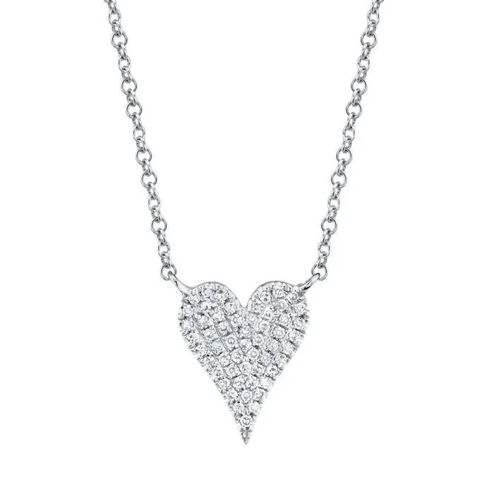 14kt Gold Pave Diamond Heart Necklace, 0.11TCW
