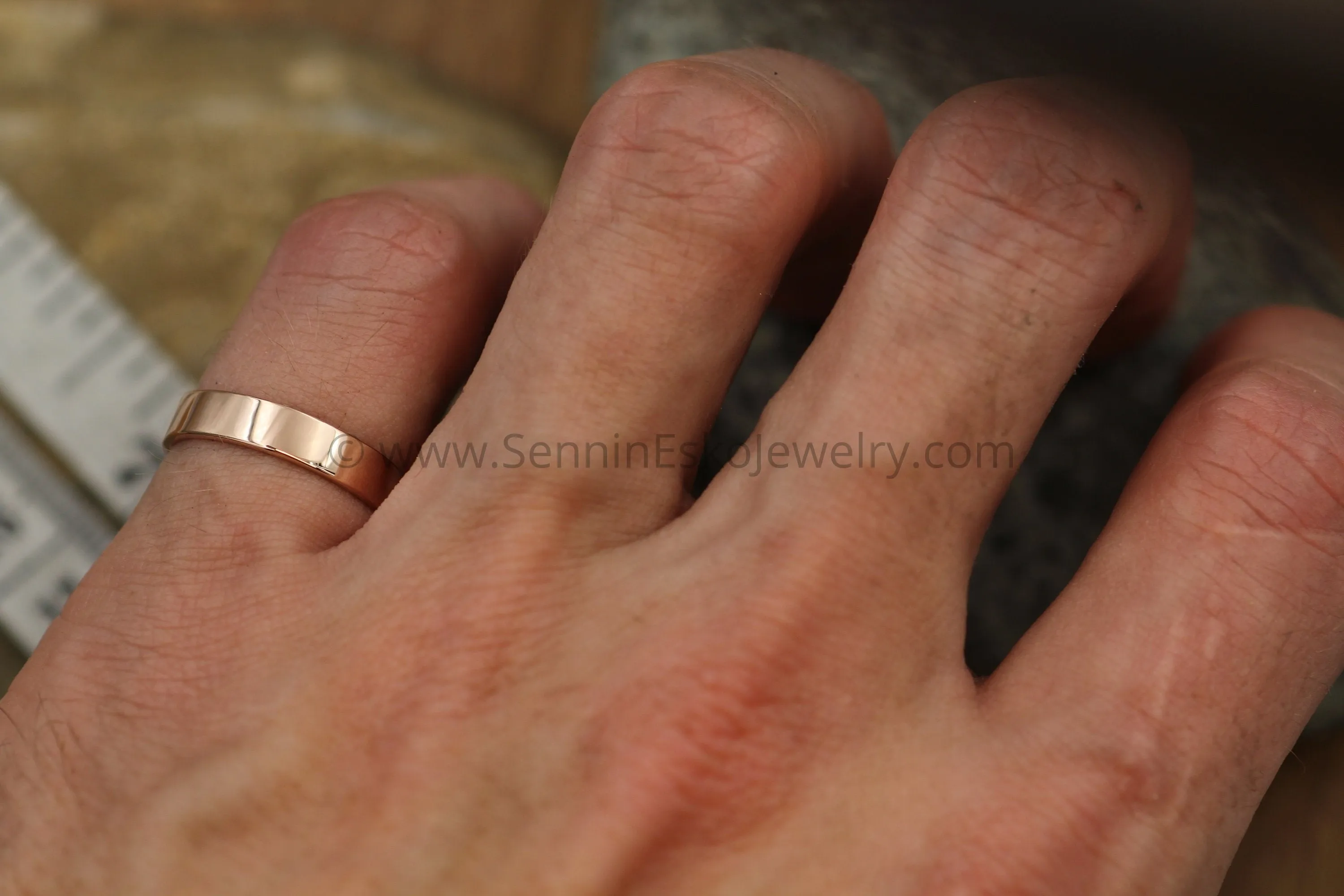 14kt Rose Gold 4x1.2mm Flat Band - Glossy Finish