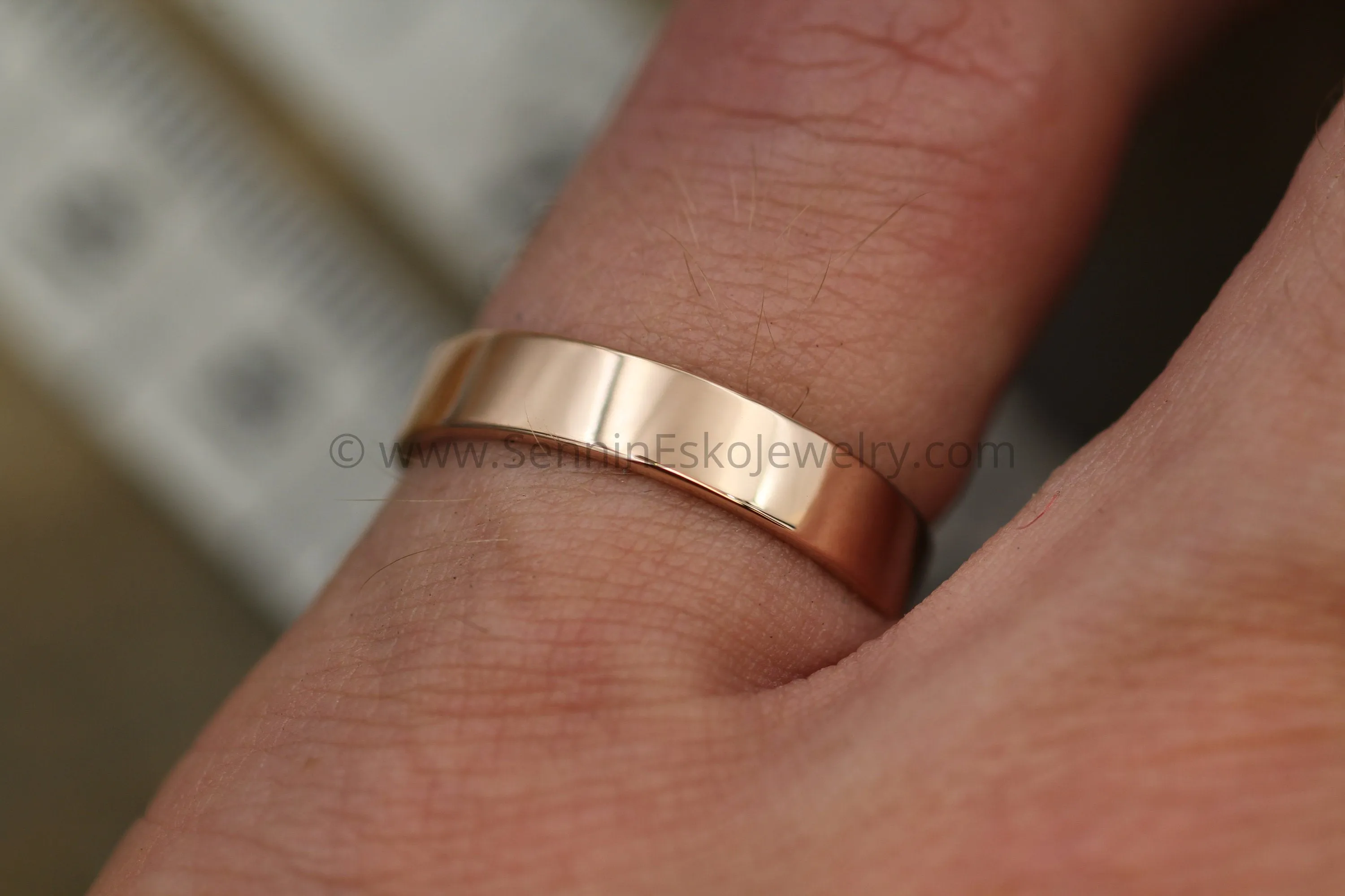 14kt Rose Gold 4x1.2mm Flat Band - Glossy Finish
